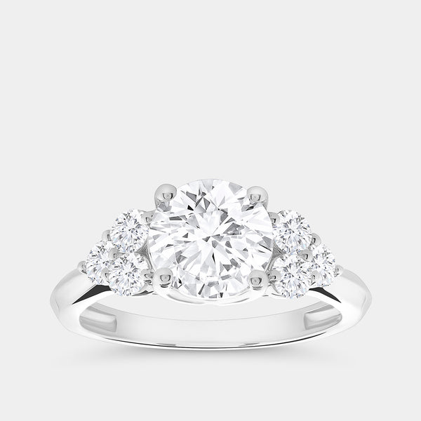 2 Carat Lab-Grown Diamond Solitaire Plus Engagement Ring with a Round-Shaped Center and Graduated Composite Sides — GILDED New York
