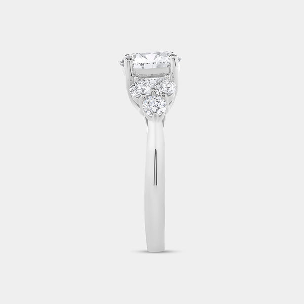 2 Carat Lab-Grown Diamond Solitaire Plus Engagement Ring with a Round-Shaped Center and Graduated Composite Sides — GILDED New York