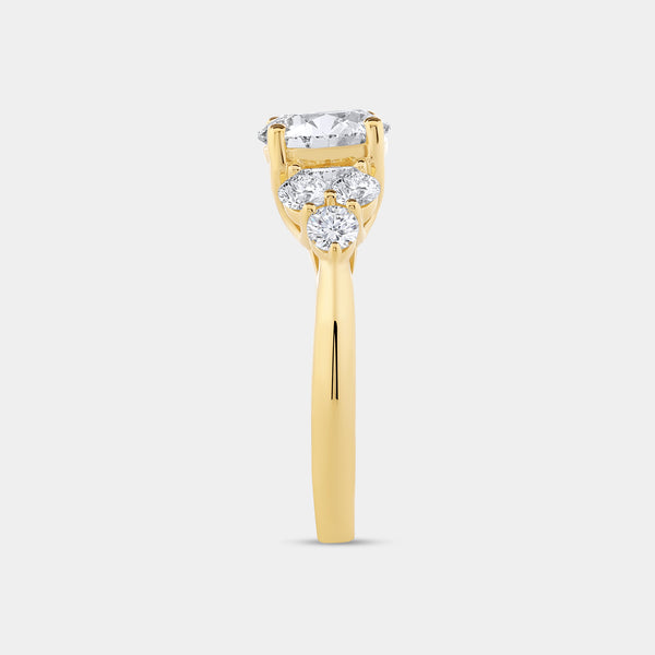2 Carat Lab-Grown Diamond Solitaire Plus Engagement Ring with a Round-Shaped Center and Graduated Composite Sides — GILDED New York