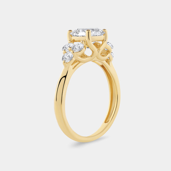 2 Carat Lab-Grown Diamond Solitaire Plus Engagement Ring with a Round-Shaped Center and Graduated Composite Sides — GILDED New York