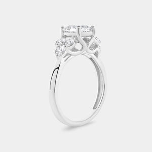 Gilded 2 Carat Lab-Grown Diamond Solitaire Plus Engagement Ring with a Round-Shaped Center and Graduated Composite Sides