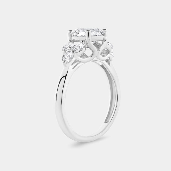 2 Carat Lab-Grown Diamond Solitaire Plus Engagement Ring with a Round-Shaped Center and Graduated Composite Sides — GILDED New York