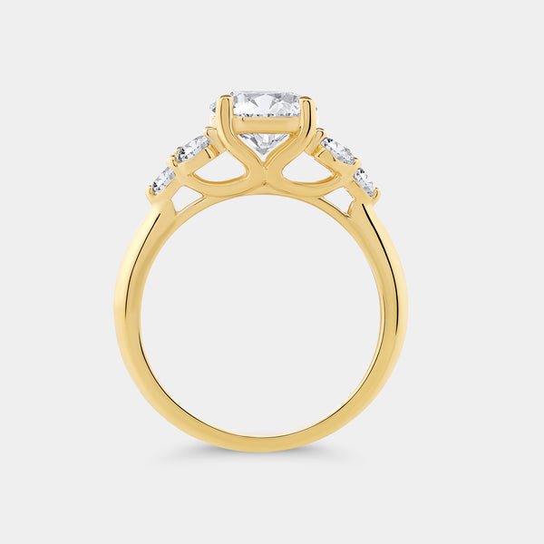 2 Carat Lab-Grown Diamond Solitaire Plus Engagement Ring with a Round-Shaped Center and Graduated Composite Sides — GILDED New York