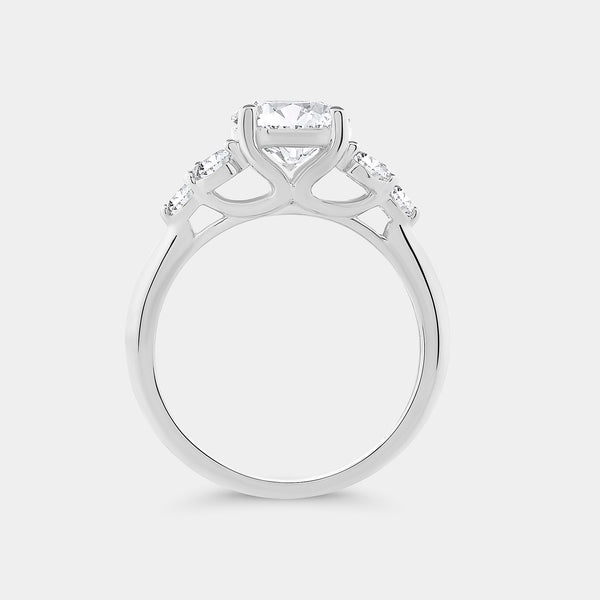 2 Carat Lab-Grown Diamond Solitaire Plus Engagement Ring with a Round-Shaped Center and Graduated Composite Sides — GILDED New York