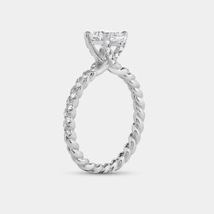 Gilded 1 and 1/4 Carat Lab-Grown Diamond Pear-Shaped Solitaire Plus Engagement Ring with a Twisted Shank
