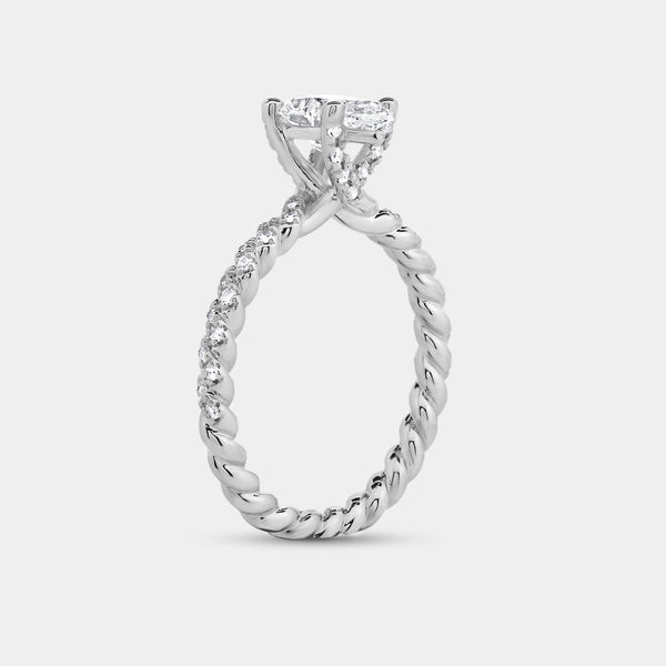 Gilded 1 and 1/4 Carat Lab-Grown Diamond Pear-Shaped Solitaire Plus Engagement Ring with a Twisted Shank
