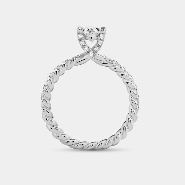 Gilded 1 and 1/4 Carat Lab-Grown Diamond Pear-Shaped Solitaire Plus Engagement Ring with a Twisted Shank