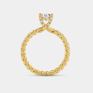 Gilded 1 and 1/4 Carat Lab-Grown Diamond Pear-Shaped Solitaire Plus Engagement Ring with a Twisted Shank