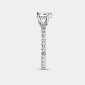 Gilded 1 and 1/4 Carat Lab-Grown Diamond Pear-Shaped Solitaire Plus Engagement Ring with a Twisted Shank