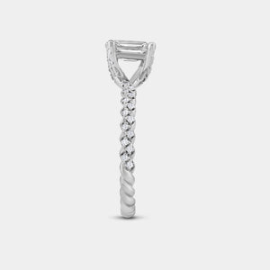 Gilded 1 and 1/4 Carat Lab-Grown Diamond Emerald-Cut Solitaire Plus Engagement Ring with a Twisted Shank