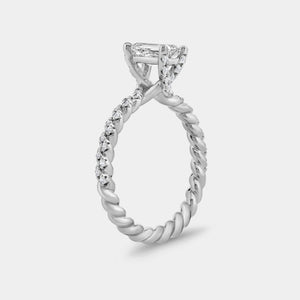 Gilded 1 and 1/4 Carat Lab-Grown Diamond Emerald-Cut Solitaire Plus Engagement Ring with a Twisted Shank