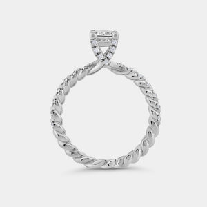 Gilded 1 and 1/4 Carat Lab-Grown Diamond Emerald-Cut Solitaire Plus Engagement Ring with a Twisted Shank