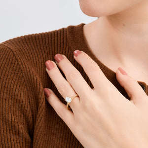 Gilded 1 and 1/4 Carat Lab-Grown Diamond Oval-Shaped Solitaire Plus Engagement Ring with a Twisted Shank