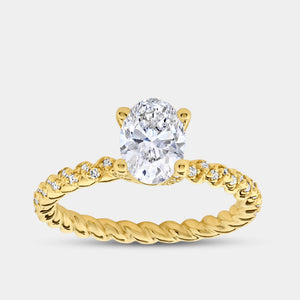 Gilded 1 and 1/4 Carat Lab-Grown Diamond Oval-Shaped Solitaire Plus Engagement Ring with a Twisted Shank
