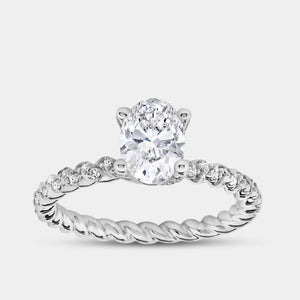 Gilded 1 and 1/4 Carat Lab-Grown Diamond Oval-Shaped Solitaire Plus Engagement Ring with a Twisted Shank