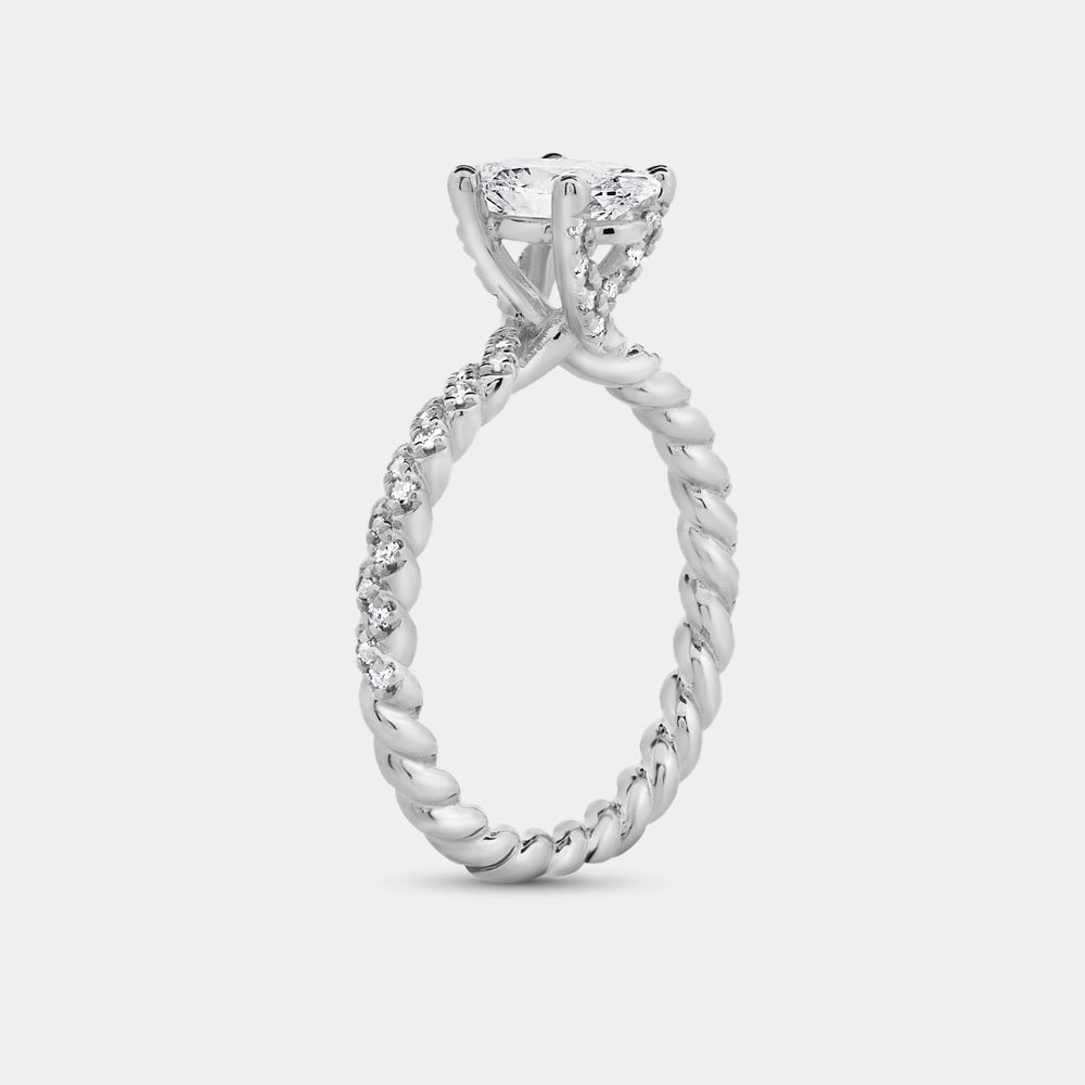 Gilded 1 and 1/4 Carat Lab-Grown Diamond Oval-Shaped Solitaire Plus Engagement Ring with a Twisted Shank