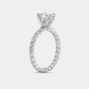 Gilded 1 and 1/4 Carat Lab-Grown Diamond Oval-Shaped Solitaire Plus Engagement Ring with a Twisted Shank