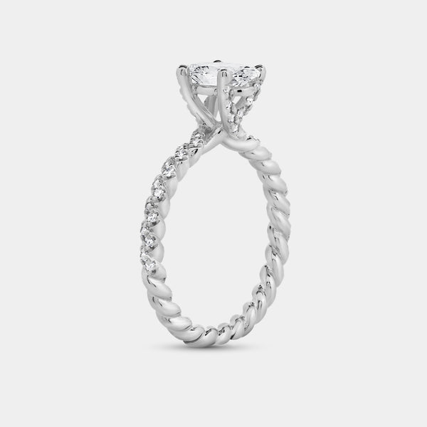 Gilded 1 and 1/4 Carat Lab-Grown Diamond Oval-Shaped Solitaire Plus Engagement Ring with a Twisted Shank