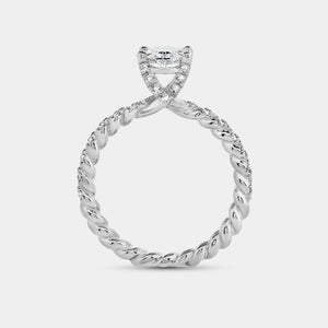 Gilded 1 and 1/4 Carat Lab-Grown Diamond Oval-Shaped Solitaire Plus Engagement Ring with a Twisted Shank