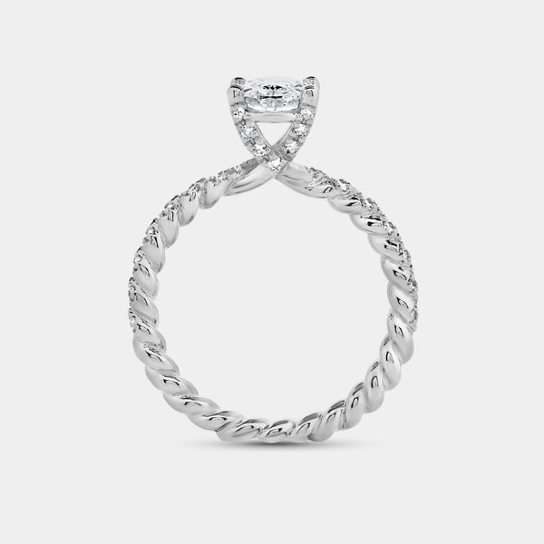 Gilded 1 and 1/4 Carat Lab-Grown Diamond Oval-Shaped Solitaire Plus Engagement Ring with a Twisted Shank