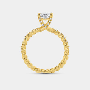 Gilded 1 and 1/4 Carat Lab-Grown Diamond Oval-Shaped Solitaire Plus Engagement Ring with a Twisted Shank