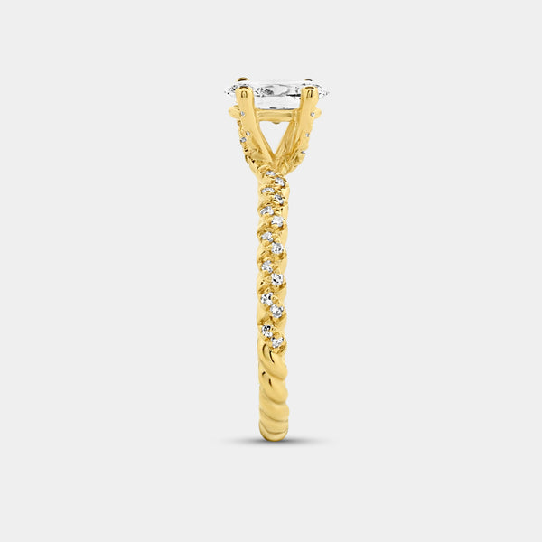 Gilded 1 and 1/4 Carat Lab-Grown Diamond Oval-Shaped Solitaire Plus Engagement Ring with a Twisted Shank