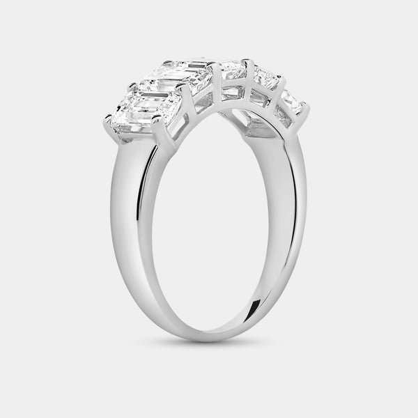 Gilded 2 and 1/2 Carat Lab-Grown Diamond Emerald-Cut Five-Stone Ring