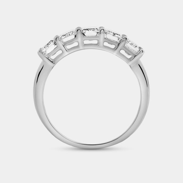 Gilded 2 and 1/2 Carat Lab-Grown Diamond Emerald-Cut Five-Stone Ring