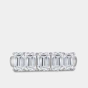 Gilded 2 and 1/2 Carat Lab-Grown Diamond Emerald-Cut Five-Stone Ring