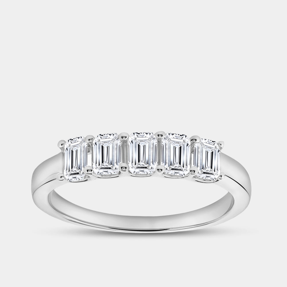 Gilded 1 Carat Lab-Grown Diamond Emerald-Cut Five-Stone Ring