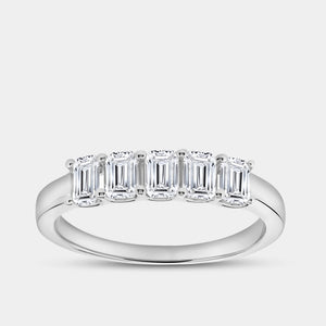 Gilded 1 Carat Lab-Grown Diamond Emerald-Cut Five-Stone Ring