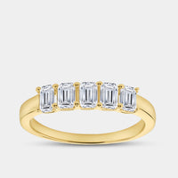 Gilded 1 Carat Lab-Grown Diamond Emerald-Cut Five-Stone Ring