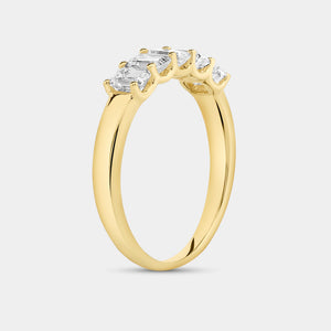 Gilded 1 Carat Lab-Grown Diamond Emerald-Cut Five-Stone Ring