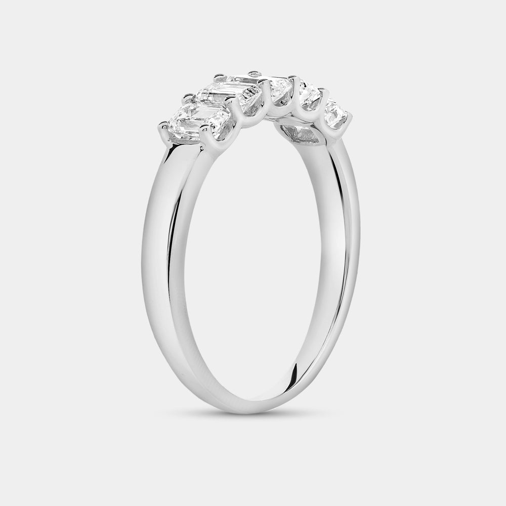 Gilded 1 Carat Lab-Grown Diamond Emerald-Cut Five-Stone Ring
