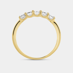 Gilded 1 Carat Lab-Grown Diamond Emerald-Cut Five-Stone Ring