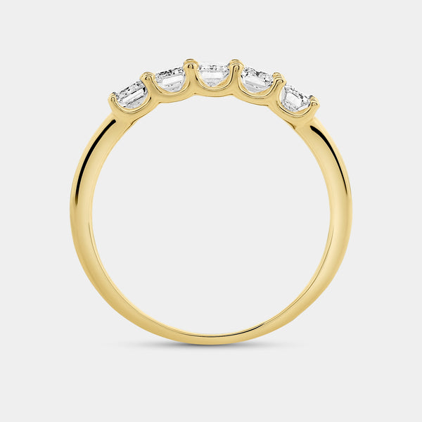 Gilded 1 Carat Lab-Grown Diamond Emerald-Cut Five-Stone Ring