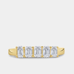 Gilded 1 Carat Lab-Grown Diamond Emerald-Cut Five-Stone Ring