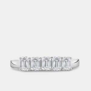 Gilded 1 Carat Lab-Grown Diamond Emerald-Cut Five-Stone Ring