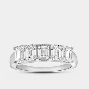 Gilded 2 Carat Lab-Grown Diamond Emerald-Cut Five-Stone Ring