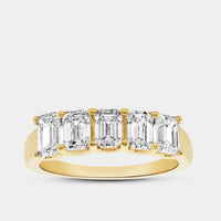 Gilded 2 Carat Lab-Grown Diamond Emerald-Cut Five-Stone Ring