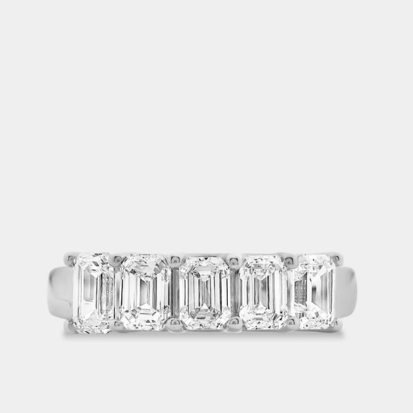 Gilded 2 Carat Lab-Grown Diamond Emerald-Cut Five-Stone Ring