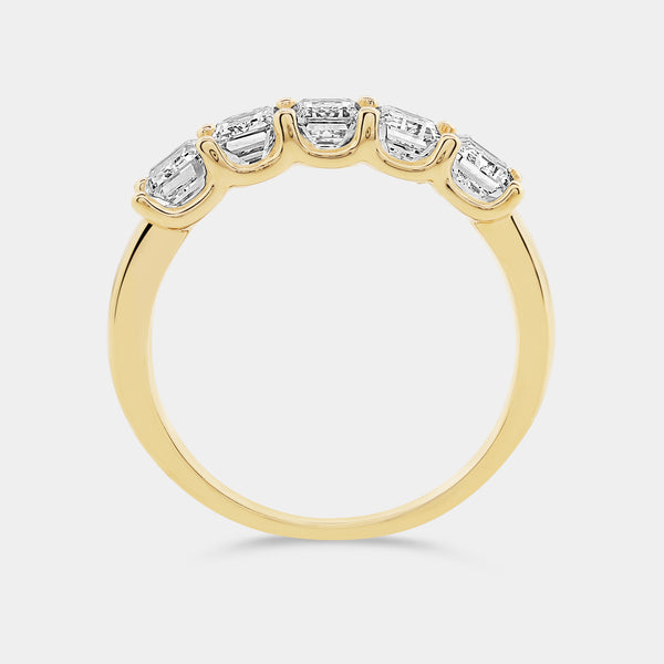 Gilded 2 Carat Lab-Grown Diamond Emerald-Cut Five-Stone Ring