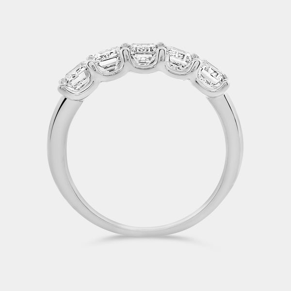 Gilded 2 Carat Lab-Grown Diamond Emerald-Cut Five-Stone Ring