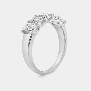 Gilded 2 Carat Lab-Grown Diamond Emerald-Cut Five-Stone Ring