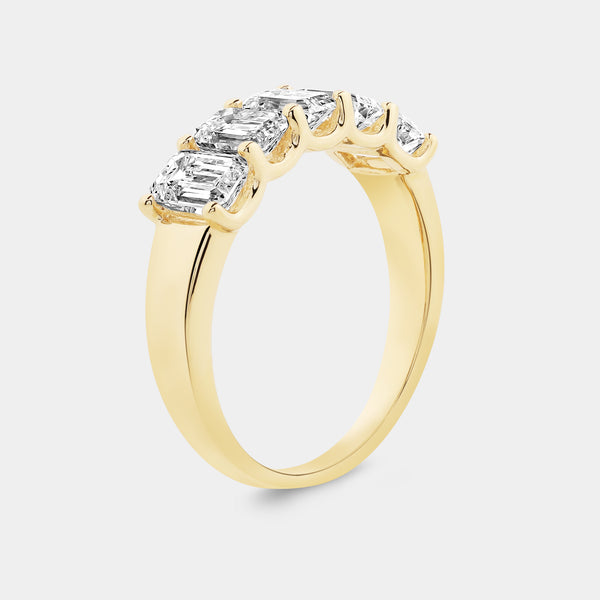 Gilded 2 Carat Lab-Grown Diamond Emerald-Cut Five-Stone Ring