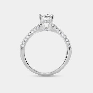 Gilded 1 and 1/2 Carat Lab-Grown Diamond Oval-Shaped Solitaire Plus Ring with a Pavé Shank