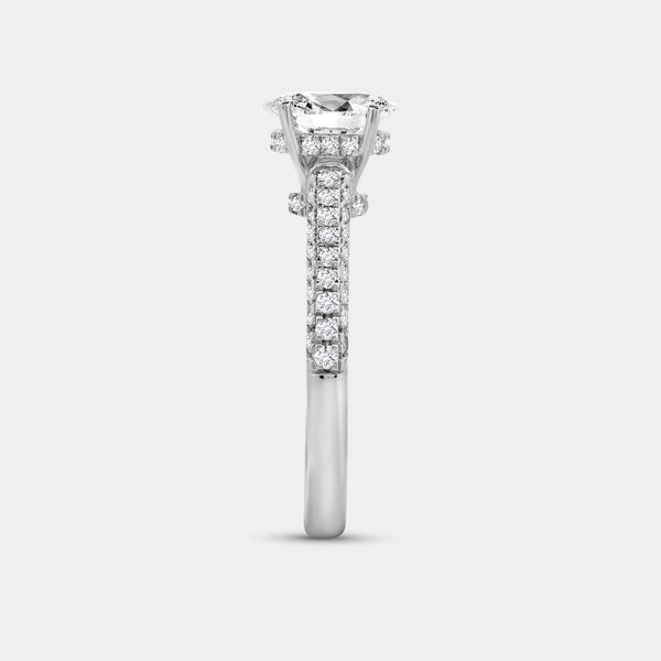 Gilded 1 and 1/2 Carat Lab-Grown Diamond Oval-Shaped Solitaire Plus Ring with a Pavé Shank