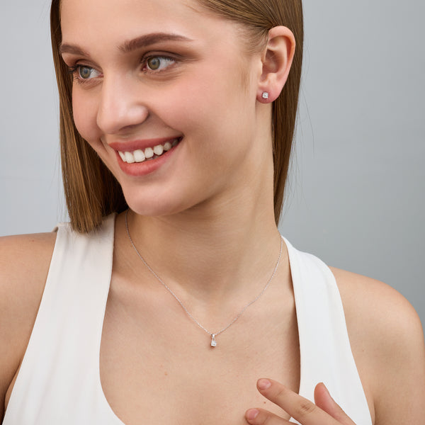 Gilded 1/10 Carat Lab-Grown Diamond Round-Shaped Two-Piece Earring and Pendant Set in an Illusion Plate