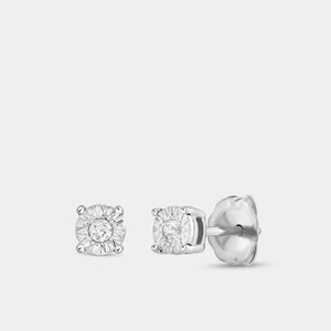 Gilded 1/10 Carat Lab-Grown Diamond Round-Shaped Two-Piece Earring and Pendant Set in an Illusion Plate