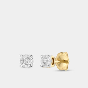 Gilded 1/10 Carat Lab-Grown Diamond Round-Shaped Two-Piece Earring and Pendant Set in an Illusion Plate